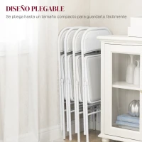 HOMCOM Juego de 4 Sillas Plegables Acolchadas con Respaldo y Estructura de Acero para Salón Comedor Cocina 45x46x78 cm Blanco(m-6)