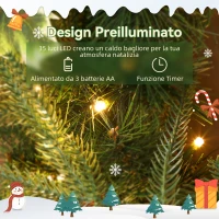 HOMCOM Ghirlanda Natalizia da 60 cm con Luci LED Bianche, Timer, Pigne, Bacche e Agrifoglio, Verde(m-5)