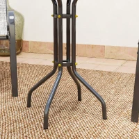Outsunny Set Mobilier de Grădină din 3 Piese cu Scaune Suprapozabile și Masă din Sticlă, 54x71x93 cm, Gri Închis(m-9)