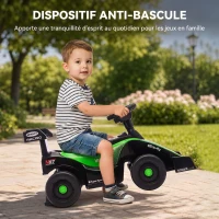AIYAPLAY Porteur enfants voiture F1, véhicule à pousser avec volant musical, roues silencieuses et coffre, 18-36 mois, vert(m-6)