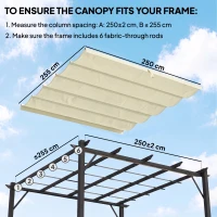 Outsunny Retractable Pergola Cover, 2.55 x 2.5 m Replacement Canopy Fabric for 3 x 3 m Frame, Roof Top Only, Cream White(m-4)