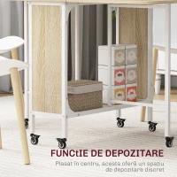 HOMCOM Masă de Dining Pliabilă pentru 6 Persoane, cu Raft, din Lemn și Metal, 130x80x74 cm, Alb și Culoare Lemn(m-5)