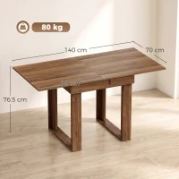 HOMCOM Folding Dining Table Under-Table Storage Extendable Kitchen Table Steel Rail Grey Wood Effect(m-3)