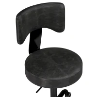 HOMCOM Tabouret à Roulettes, Hauteur Réglable 72-87,5cm, Tabouret de Massage Assise et Dossier Rembourrés, Pivotant 360°, Noir(m-10)
