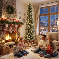 HOMCOM Árbol de Navidad Estrecho Nevado con 170 Luces LED Bicolor 180 cm 351 Ramas Ignífugo 11 Modos Mando a Distancia Verde(m-4)