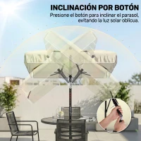 Outsunny Sombrilla de Terraza de Aluminio 2x1,3x2,5 m Parasol de Jardín Rectangular con Función de Inclinación Beige(m-6)