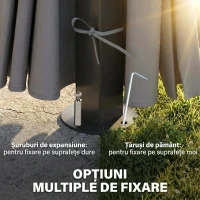 Outsunny Pavilion exterior 3x3 m cu acoperiș rigid, gri închis(m-7)
