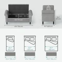 HOMCOM Banco de Pie de Cama de Terciopelo con Contenedor y Reposabrazos Enrollados Gris Claro(m-3)