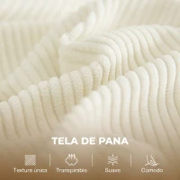 HOMCOM Sofá de 2 Plazas de Pana 134 cm con Patas de Madera Respaldo Grueso Sofá Moderno para Salón Dormitorio Crema(m-5)