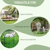 Outsunny Set of Five Decorative Heart Metal Fence Panels - Black(m-6)