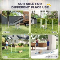 PawHut Dog Agility Equipment Training Adjustable Obstacle Course Set with 6 Weaves Poles Storage Bag for Pet Outdoor Games Exercise(m-6)