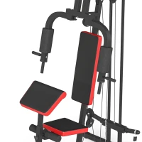 SPORTNOW Máquina de Musculación con Polea Alta y Baja Prensa de Pecho y Piernas Compatible con Discos 25 y 50 mm (No Incluidos)(m-13)