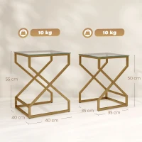 HOMCOM Nest of Tables, Side Table Set of 2 with Transparent Top, Coffee Table Set with Tempered Glass Top, Transparent(m-3)