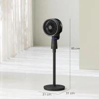 HOMCOM Pedestal Air Circulation Fan with Oscillating, Light Off, Black(m-3)