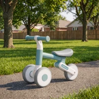 AIYAPLAY Draisienne Bébé 1-2 Ans Pliable, Siège Réglable, Direction Limitée à 135°, Pneus EVA Silencieux, 52x23x36,5cm, Bleu(m-2)