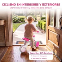 AIYAPLAY Bicicleta sin Pedales Limitado a 135° Asiento Ajustable Ruedas Traseras con Luces para Niños y Niñas de 1 a 2 Años Rosa(m-7)