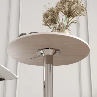 HOMCOM Mesa de Bar con Altura Ajustable Giratoria 360° Base Redonda Mesa Alta de Bar para Cocina Comedor Ø60x67-93 cm Natural(m-9)