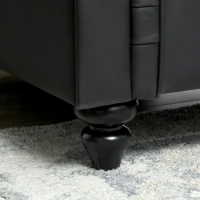 HOMCOM Poltrona da Salotto Stile Chesterfield in Finta Pelle PU con Gambe in Legno, Nero(m-8)