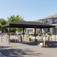 Outsunny 6 x 3 m Party Tent Gazebo - Outdoor Patio Canopy Shelter with Windows and Side Panels, Dark Grey(m-9)