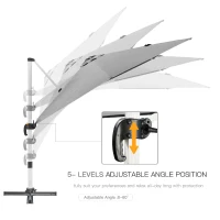 Outsunny 3 x 3(m) Cantilever Roma Parasol, Square Garden Umbrella with Cross Base, Crank Handle, Tilt, 360° Rotation and Aluminium Frame, Grey(m-5)