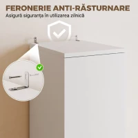 HOMCOM Dulap cu Bară pentru Haine și Sertar pentru Dormitor, Alb(m-5)