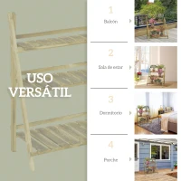 Outsunny Soporte para Plantas de Madera de 3 Niveles para Interior y Exterior Terraza Jardín 100x37x93 cm Carbonizado(m-7)