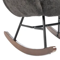 HOMCOM Upholstered Rocking Chair Adjustable Headrest Rocker Chair Raindrop Velvet Rubberwood Base Dark Grey(m-12)