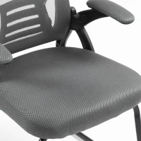 HOMCOM Office Chair, Ergonomic Desk Chair No Wheels with Mesh Backrest and Steel Legs for Home Conference Room, Dark Grey(m-10)