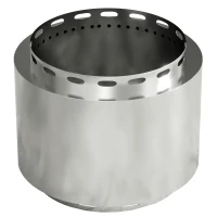 Outsunny Smokeless Fire Pit, 48.5cm Portable Wood Burning Firepit with Poker for Garden Camping Bonfire Party, Stainless Steel, Silver(m-1)