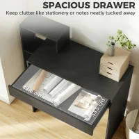 HOMCOM Desk with Storage, Computer Desk with 3 Open Shelves and Drawer, Workstation, Computer Table, Black(m-5)