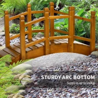 Outsunny Wooden Garden Bridge - With Safety Railings, Arc Footbridge for Backyard Pond Stream, Brown(m-4)