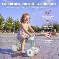 AIYAPLAY Draisienne Bébé 1-2 Ans Pliable, Siège Réglable, Direction Limitée à 135°, Pneus EVA Silencieux, 52x23x36,5cm, Bleu(m-4)