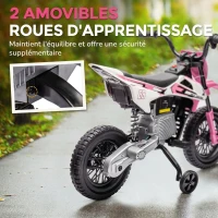 AIYAPLAY Moto électrique pour enfant moto cross pour enfants de 3 à 6 ans 2 moteurs 12V vitesse 5 km/h 109,5x60x72,5cm rose(m-5)