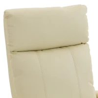 HOMCOM Recliner Armchair, Massage Faux Leather Push Back Reclining Chair with Adjustable Leg Rest, Side Pocket, Cream White(m-10)