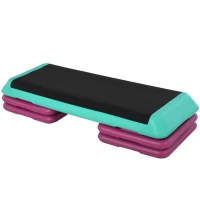 HOMCOM Step de Aeróbic Step para Fitness Antideslizante Altura Regulable 3 Niveles 110x40x20 cm Multicolor(m-10)