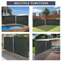 Outsunny Separator de Grădină Reglabil Anti-UV cu Mâner, din Metal și Poliester 180 g/m², 600x180 cm, Gri(m-8)