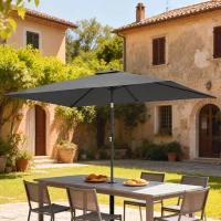 Outsunny Garden Parasol, Parasol Umbrella with Crank Handle, Tilt Function, Polyester Canopy, Dark Grey(m-10)