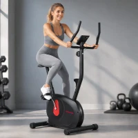 SPORTNOW Bicicleta Estática con Resistencia Magnética Ajustable Sensor Pantalla LCD y Asiento Regulable 88x50,5x131,5 cm Negro(m-2)