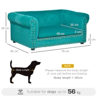 PawHut Dog Sofa with Soft Cushion, Pet Bed Cat Chair Couch with Water Resistant Fabric, Sponge Padded, Washable Cover, Easy Installation, Wooden Legs for Mini Sized Dogs - Green(m-3)