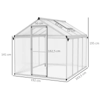 Outsunny Serra da Giardino in Policarbonato con Finestra, Porta con Blocco e Grondaia, 2.5x2x2m(m-3)