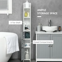 kleankin Modern Bathroom Storage Cabinet, Freestanding Tall Bathroom Cabinet with Open Shelves and 3 Cupboards with Door, for Bedroom Hallway, Grey(m-4)
