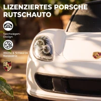 AIYAPLAY Rutschauto Kinder Porsche Rutschfahrzeug mit Hupe Licht Motorgeräuschen, für 18–36 Monate, Weiß(m-4)