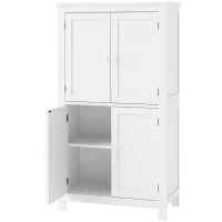HOMCOM Mobile Bagno con 4 Ante e Ripiani Regolabili, per Lavanderia Salotto Soggiorno Cucina, 60x30x110 cm, Bianco(m-1)