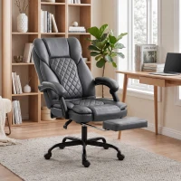 HOMCOM Executive Home Office Chair Reclining Function Footrest Computer Desk Chair High Back, Grey(m-2)