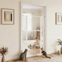 PawHut Barrera de Seguridad Niños Perros y Gatos Extra Alta 160cm Extensible 76-105cm para Puertas Escaleras Cierre Automático(m-8)