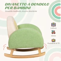 HOMCOM Poltrona per Bambini 18-36 Mesi con Braccioli e Imbottitura Spessa in Sherpa e Legno di Eucalipto, Verde(m-4)