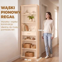 HOMCOM Estante para Livros Alta e Estreita, Estante de 7 Níveis com Gaveta, 6 Compartimentos Abertos, 60x24x182 cm, Branco(m-5)