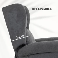 HOMCOM Poltrona Reclinabile Alzapersona con Telecomando, in Tessuto Effetto Lino, 74x94x111 cm, Grigio Scuro(m-5)