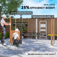 Outsunny 9 x 6ft Galvanised Steel Shed - Brown Wood-Effect(m-4)