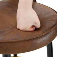 Tabouret de bar pivotant 360°, dossier ajouré design, piètement métal, 47,40x44,00x92,00 cm, Marron+Noir(m-9)